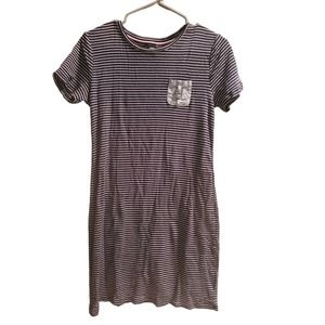 Tommy Hilfiger Navy and White Stripe T Shirt Dress - Small